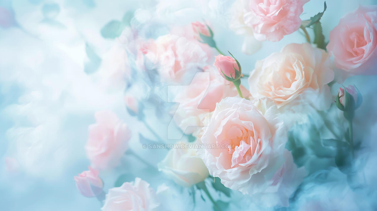 Mist Roses Art Soft Pink Roses in Mist by SanShow on DeviantArt