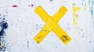 Yellow Cross on Abstract White Canvas