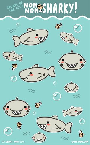 NOM NOM SHARKY - Sticker Sheet