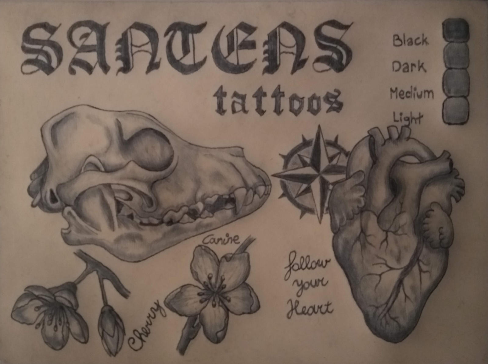 Tattoo Practice Skin 2 - skulls and blossoms by SpuQ on DeviantArt
