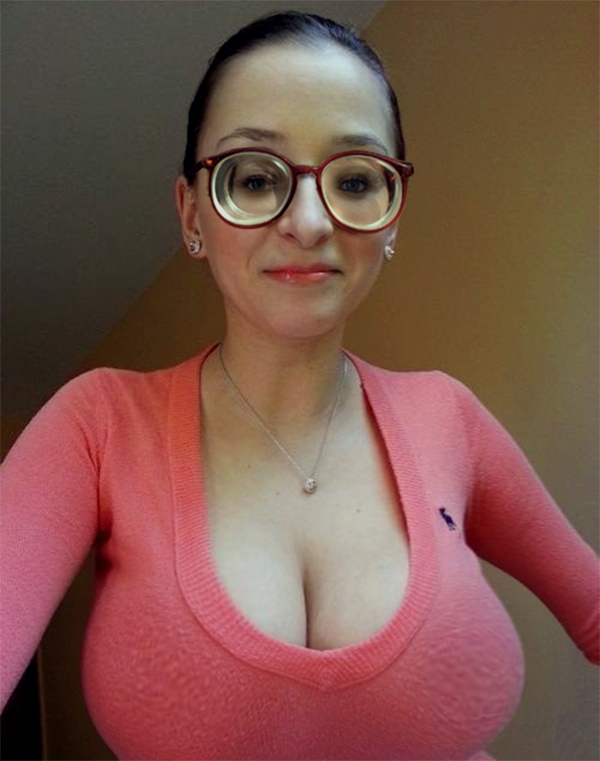 Girl With Glasses And Pink Breasts By Bobbylaurel On