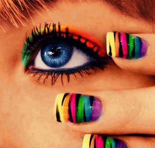 Crazy Colorful Zebra Nails