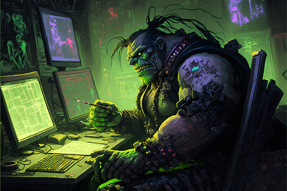 Ork With Computer Ork Decker by NanakoAC on DeviantArt