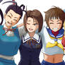 Ibuki and Akira Kazama,Sakura Kasugano,Karin Kanzu