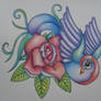 Swallow+Rose tattoo colour