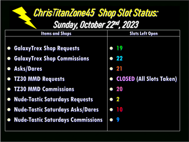 CT45 Shop Slot Status 10-22-2023