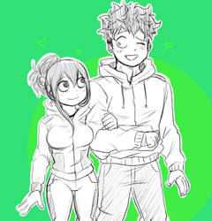 Izuku and Tsuyu walk in the park