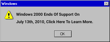 Windows 2000 End of support Message PNG by Ericktbv on DeviantArt