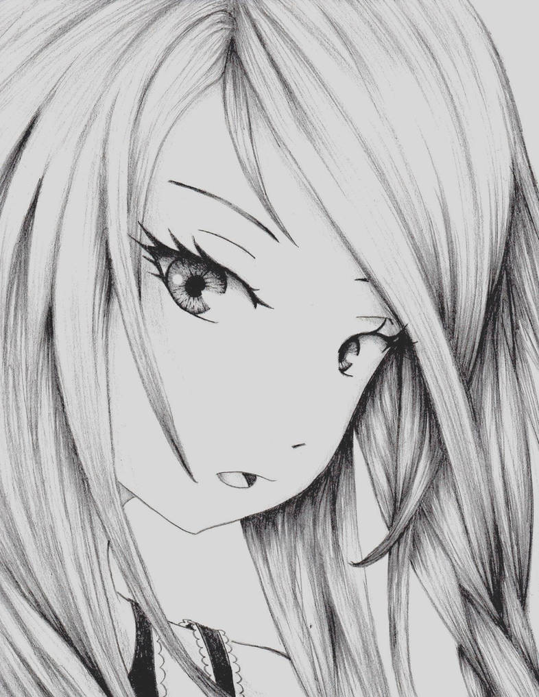 Anime Beautiful Girl Drawing Easy Stock Illustration 2283674045