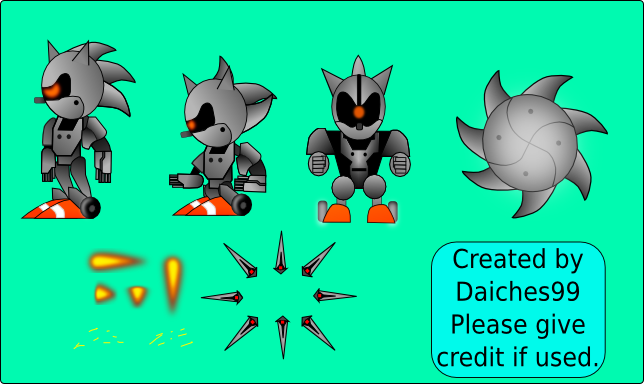 Silver Sonic HD Sprite Sheet