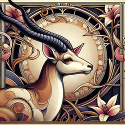 Art nouveau portrait of an elegant antelope