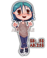 Chibi Blue Green Hair Girl [OPEN] by WilliamWilll