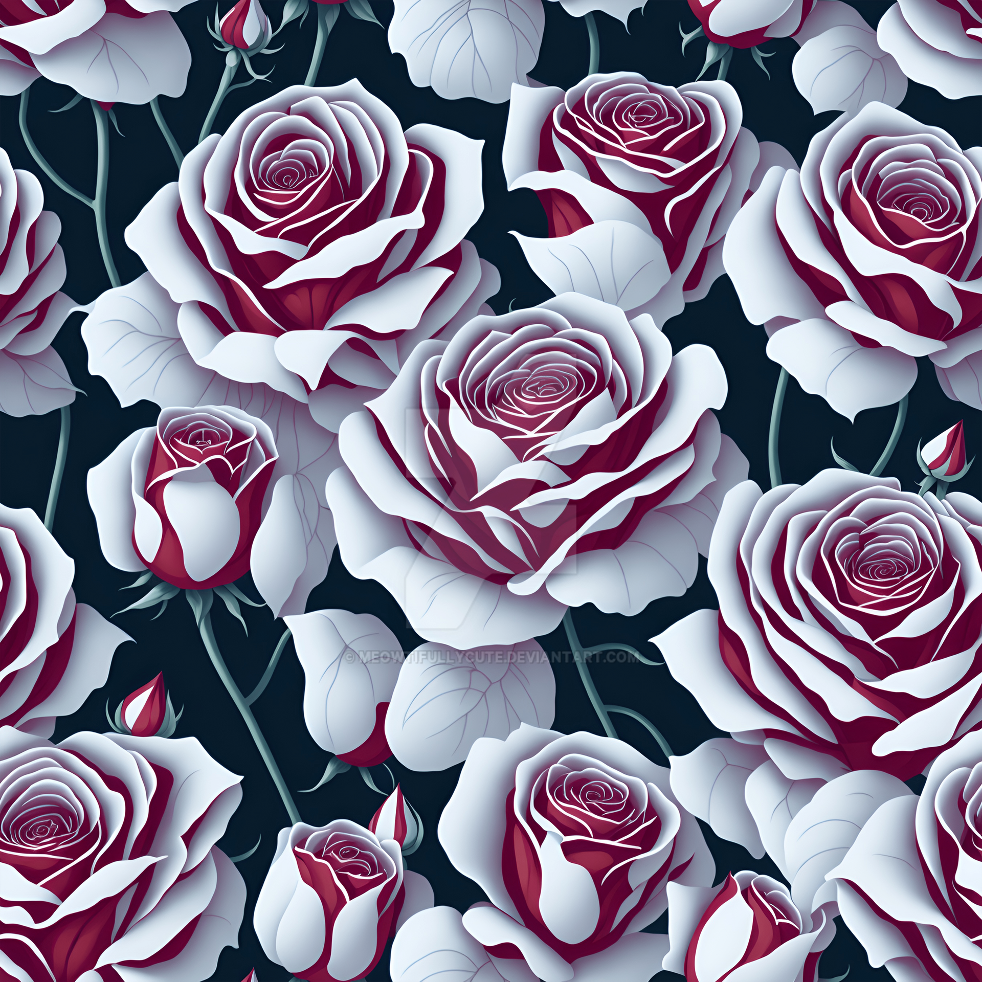 Blooming Love Red and White Roses by MeowtifullyCute on DeviantArt