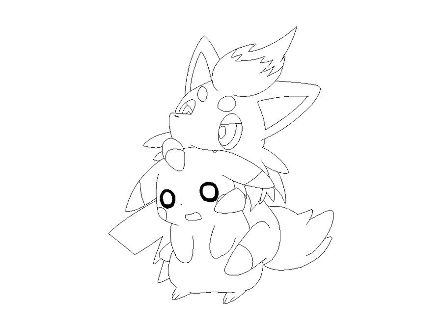 Pikachu And Zoroa Lineart 1 By Michy123 On Deviantart