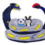 Seviper Wraps Emolga and Oshawott