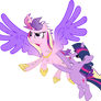 Princess Cadance and Twilight Sparkle Flying