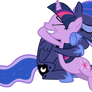 Princess Luna and Twilight Sparkle Hugging