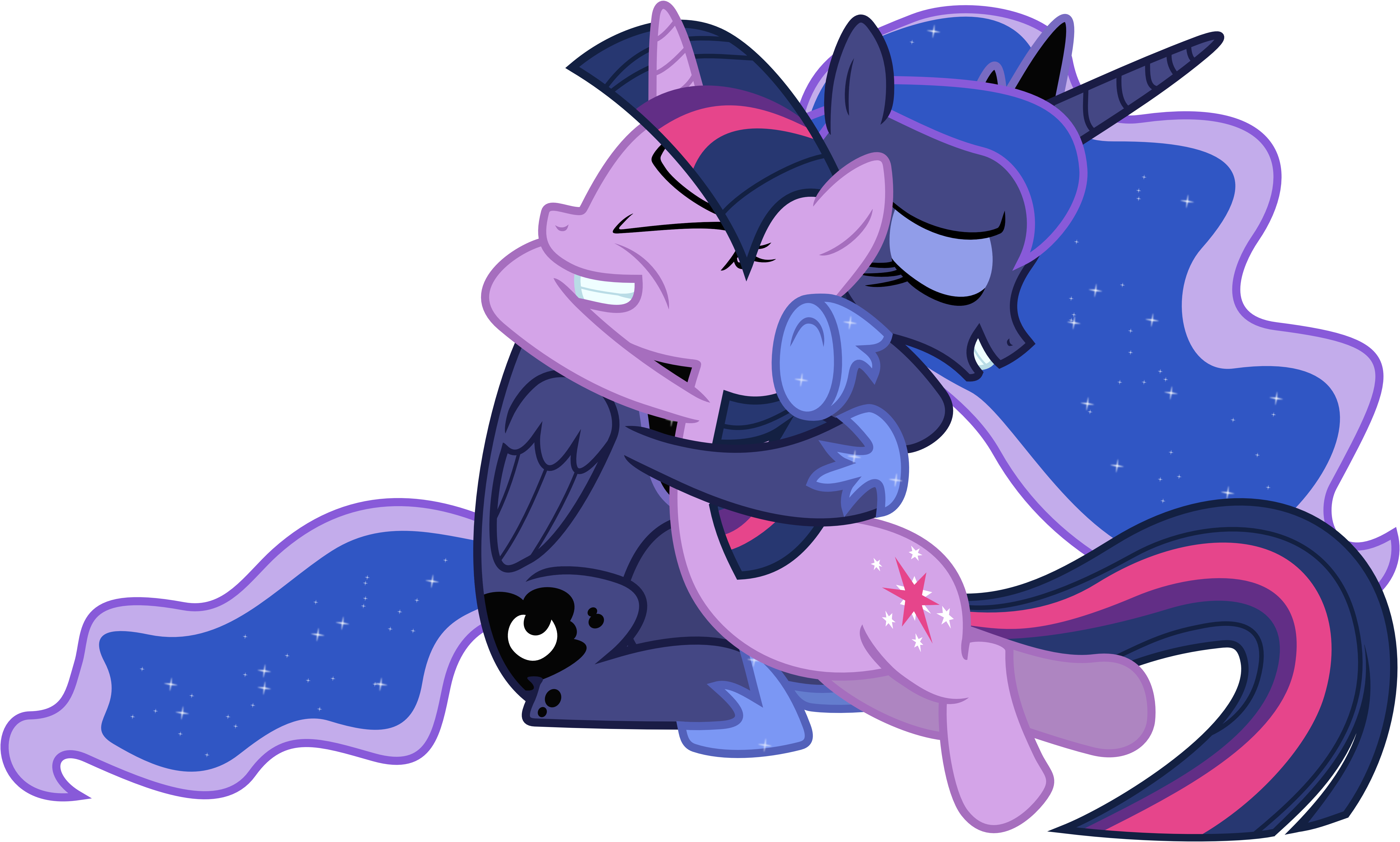 Princess Luna and Twilight Sparkle Hugging