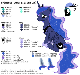 Princess Luna's (Season 2+) Colour Palette