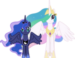 Concerned Princess Celestia and Princess Luna by 90Sigma