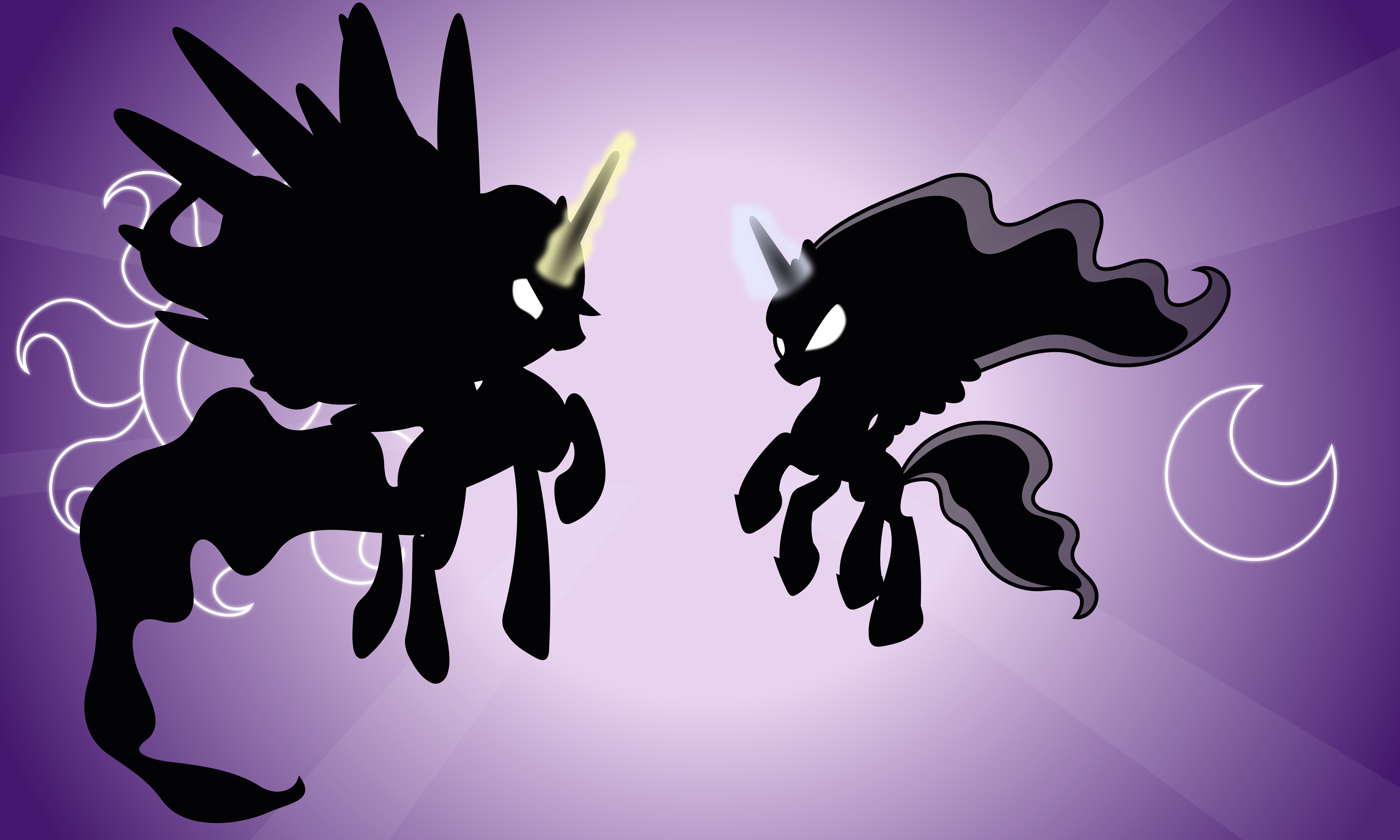 Celestia and Luna Attacking (Full) (Silhouette)