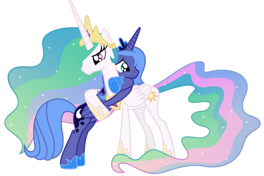 Celestia and Luna Hugging (S1 CM Version)