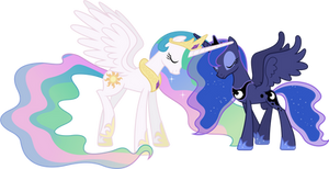 Celestia and Luna Touching Horns