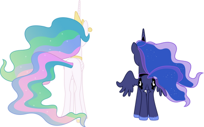 Princess Celestia and Princess Luna From Behind