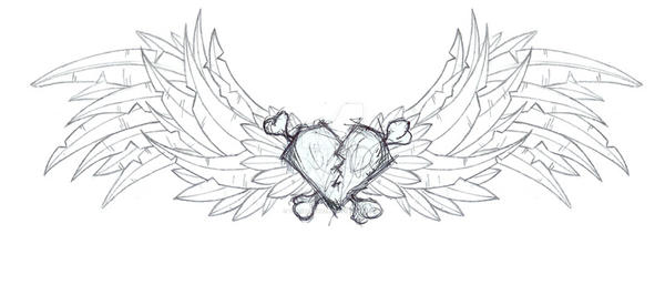 overdone tattoo wings n heart