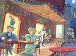 Cafe Acadie, Paris 19th century by Aleayo
