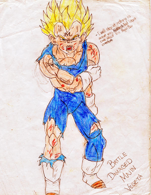 Majin Vegeta battle damaged by DBart - DB art site - Drawings &  Illustration, Entertainment, Television, Anime - ArtPal