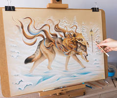 Wanderer fantasy wolf drawing
