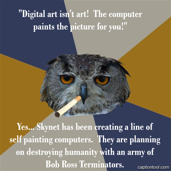 Art Student Owl:  Digital Art