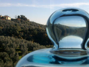 blue glass and  tuscany hills