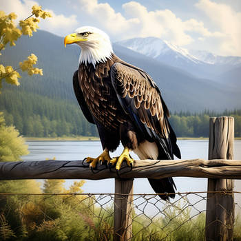 Bald-eagle-on-a-fence--154744723