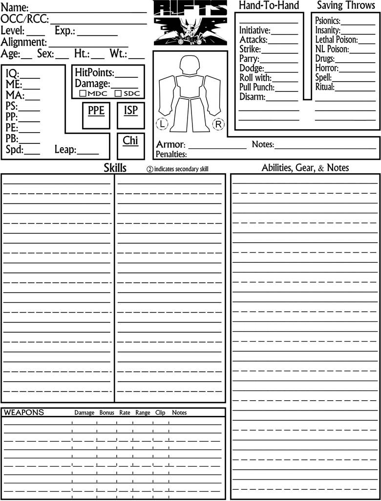Rifts Character Sheet Plain By Jector On DeviantArt