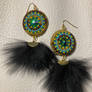 Beaded earrings with fox fur tassels