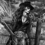 Cowgirl with guns on a fence