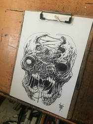 Split Zombie Skull art Commission 