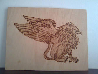 Wood burned griffin