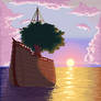 a tree in a boat (pixel art)