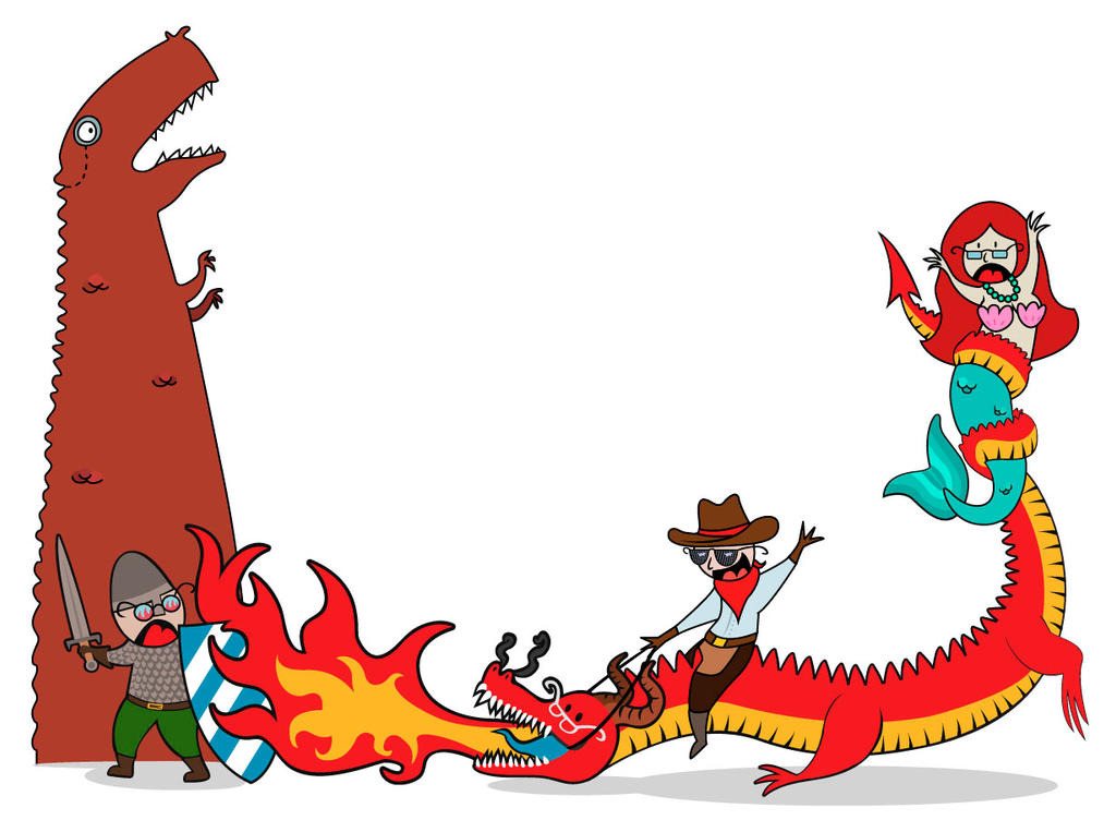 Day 77: knight, dragon, mermaid, cowboy and dino