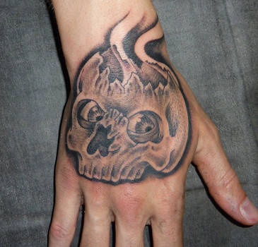 Skull Hand Tattoo by D3adFrog