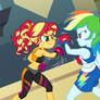 Commission: Sunset Shimmer and Rainbow Dash Boxing