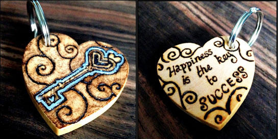 Stag pyrography key ring