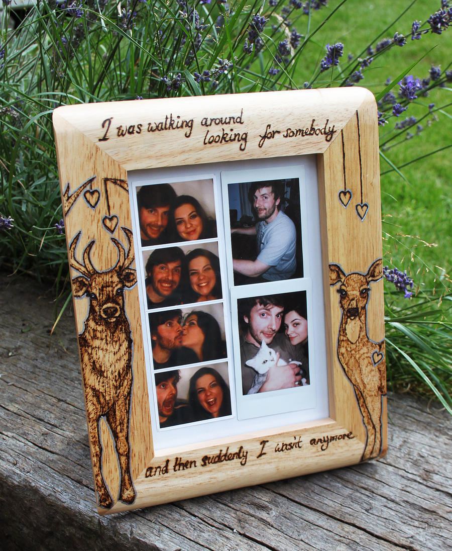 Pyrography deer picture frame by BumbleBeeFairy on DeviantArt