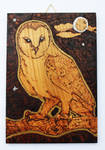 Pyrography Barn Owl Wall Tile by BumbleBeeFairy