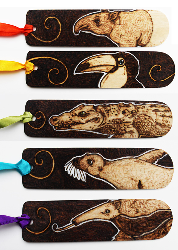 Pyrography Horizontal Animal Bookmarks