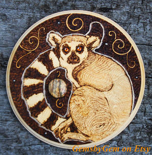 Lemur and Picture Jasper Plaque