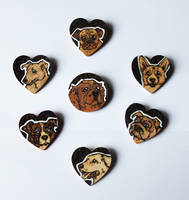 Pyrography Dog Brooches